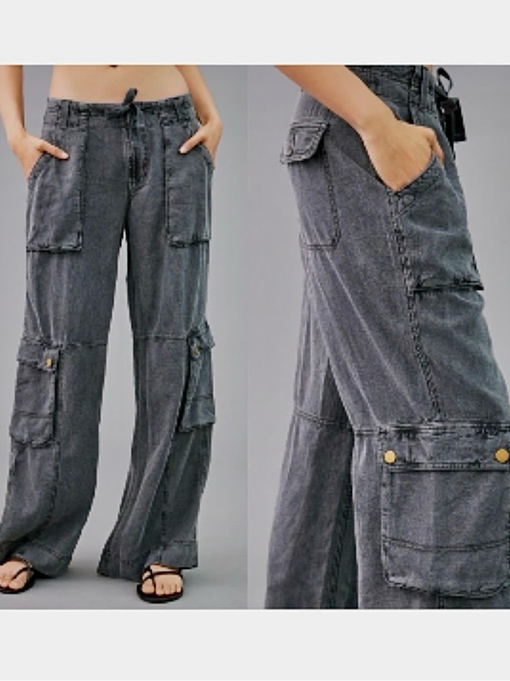 By Anthropologie washed gray cargo pants